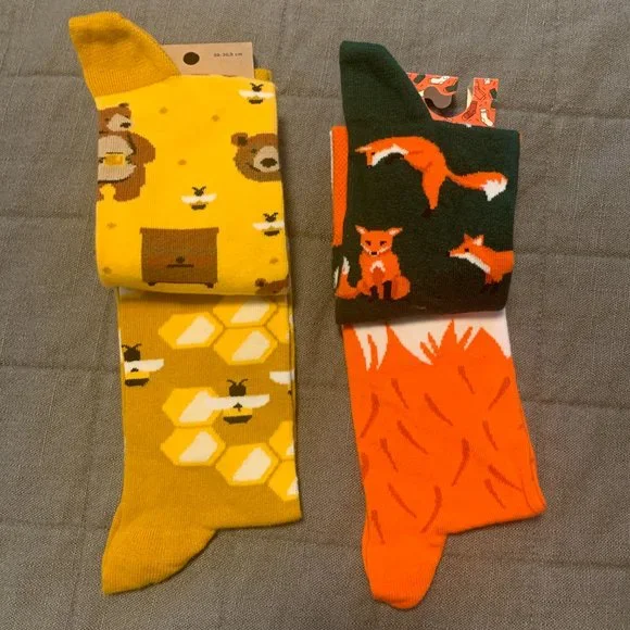 Fun socks! Fox + Bear/Honey patterns - Picture 2 of 2